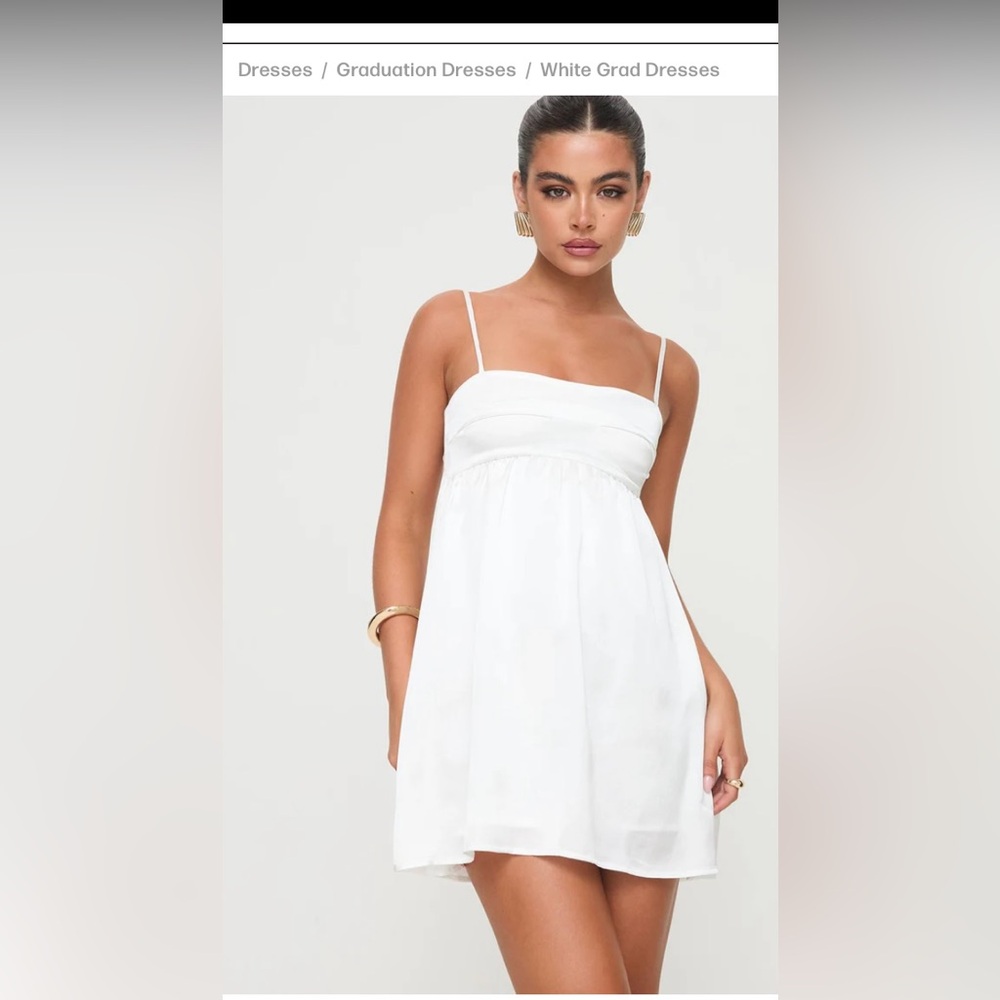 Princess Polly Ortega Spaghetti Strap mini baby doll Dress white sz 0